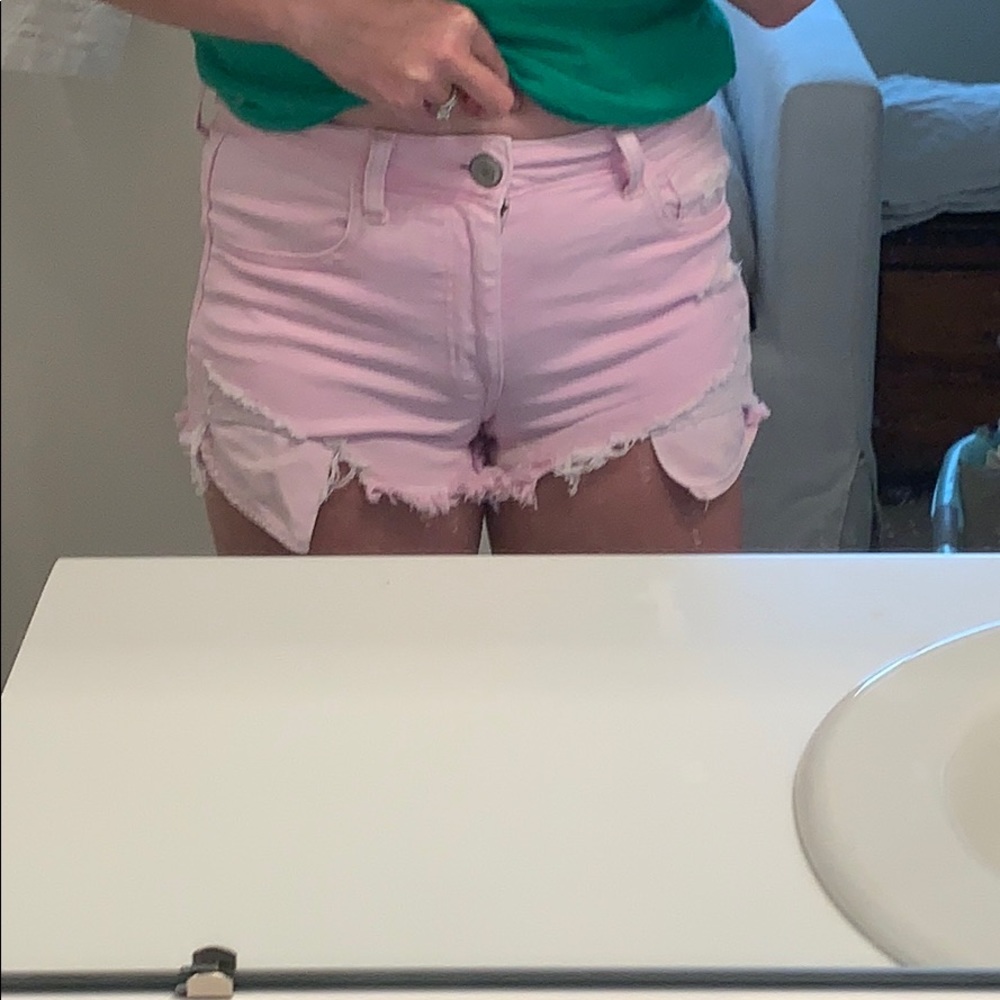 Neon Pink Denim Shorts